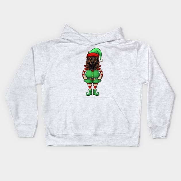 Funny Christmas Elf Belgian Tervuren Dog Kids Hoodie by whyitsme